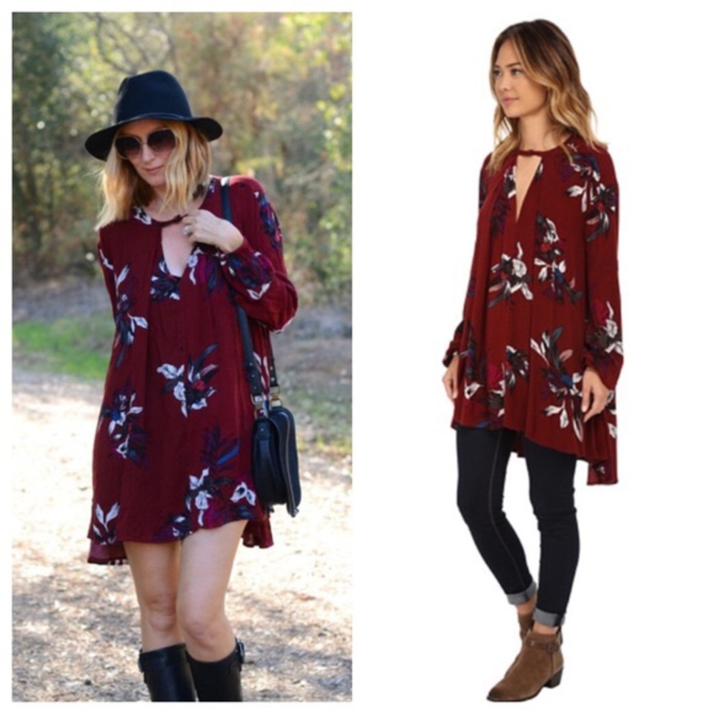 Free People Maroon Swing Top - Small